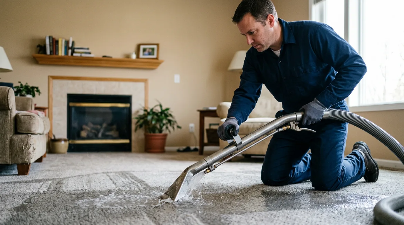 Water damage restoration technician working near Hensley, WV